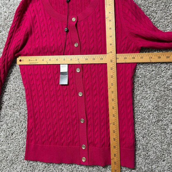 NWT Talbots Womens M Cable Knit Casual Cardigan Sweater Pink Button Front - Picture 9 of 10